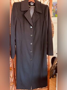 Dennis by Dennis Basso 100% Wool 49” Long  Full Length Black Coat